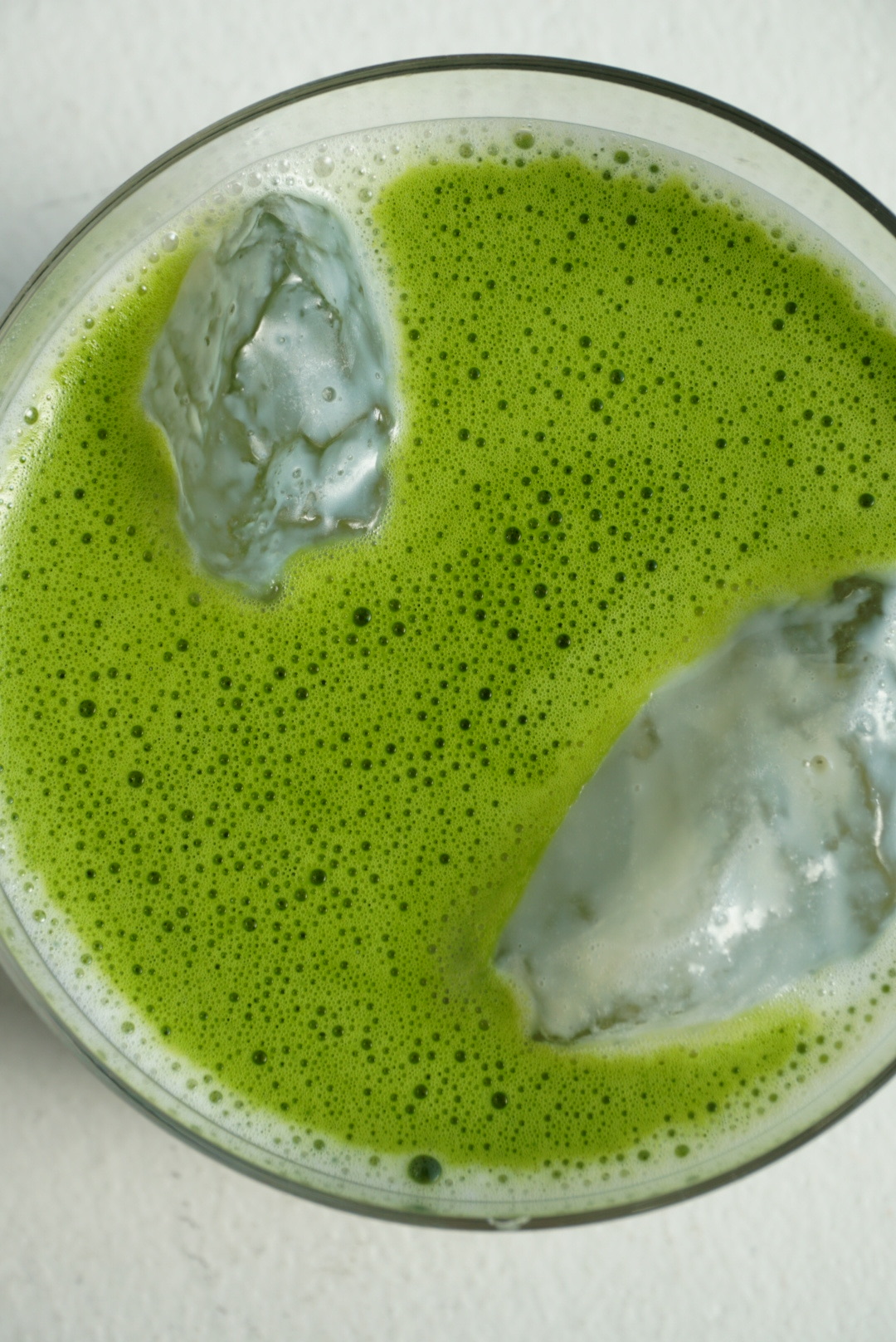 A bowl of freshly whisked matcha tea