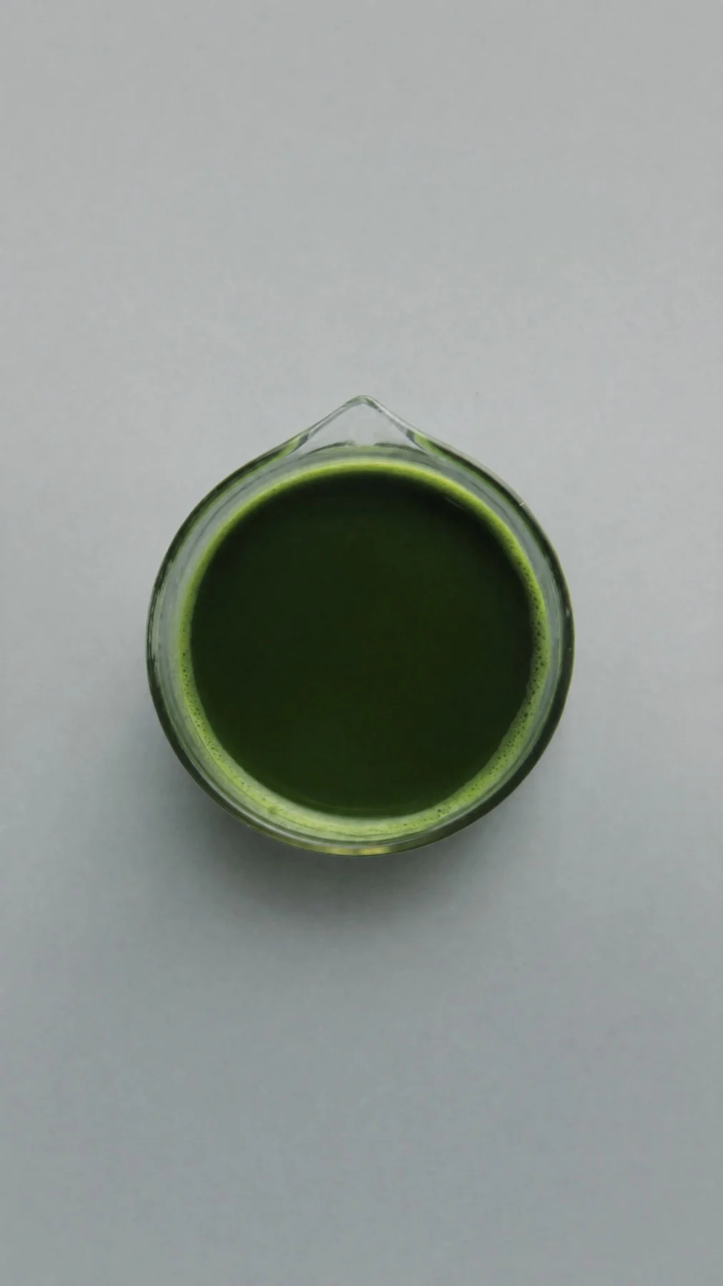 Top-down view of a bowl of freshly whisked Hisa matcha